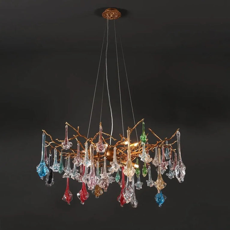 Modern Colorful Crystal Flower Drop Branch Chandelier Light
