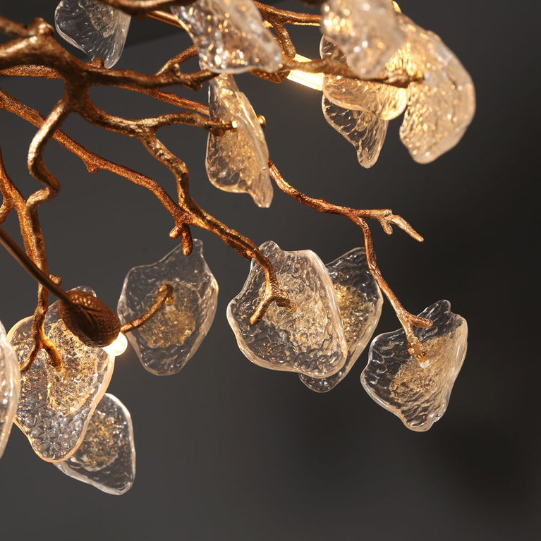 Glass Leaves Modern Branch Chandelier Light D39.3"