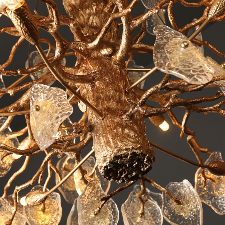 Glass Leaves Modern Branch Chandelier Light D39.3"