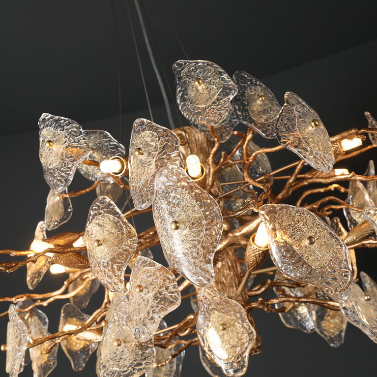 Glass Leaves Modern Branch Chandelier Light D39.3"