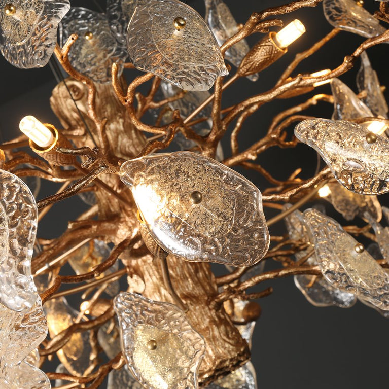 Glass Leaves Modern Branch Chandelier Light D39.3"
