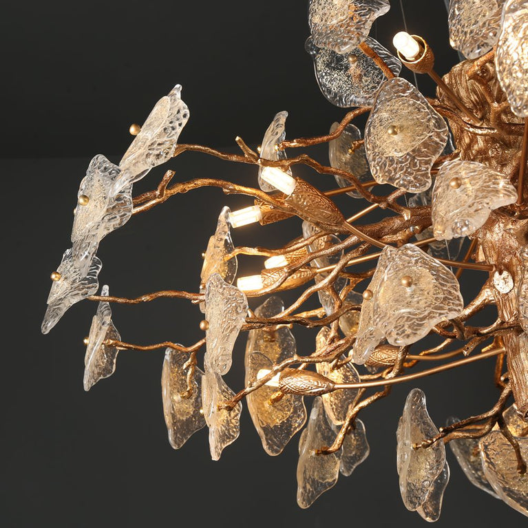 Glass Leaves Modern Branch Chandelier Light D39.3"