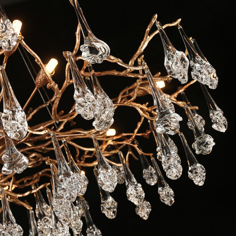 Modern Branch Chandelier Light Drop Flower D31.5"
