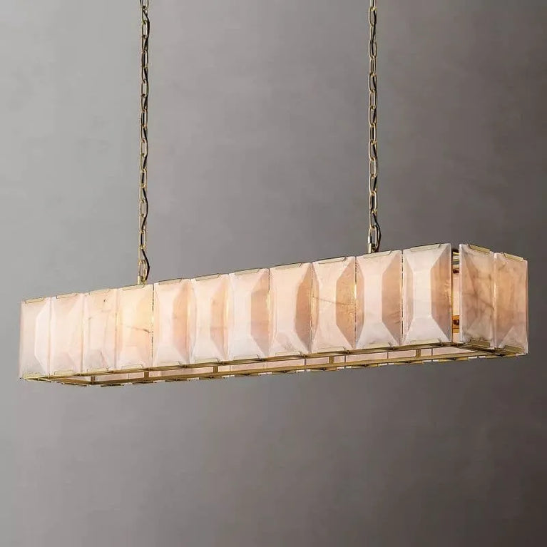 Harlowe Calcite Rectangular Chandelier 74" for Living room