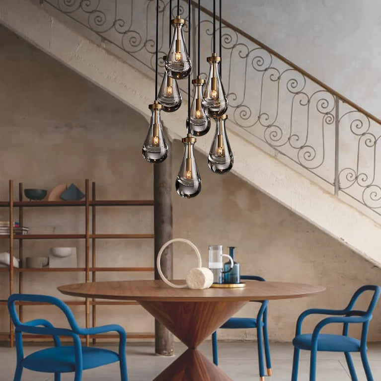 Modern Raindrop Round Chandelier 14" 5-Lights (Cord)