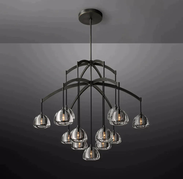 Hemisphere Modern Glass Linear Chandelier 72''
