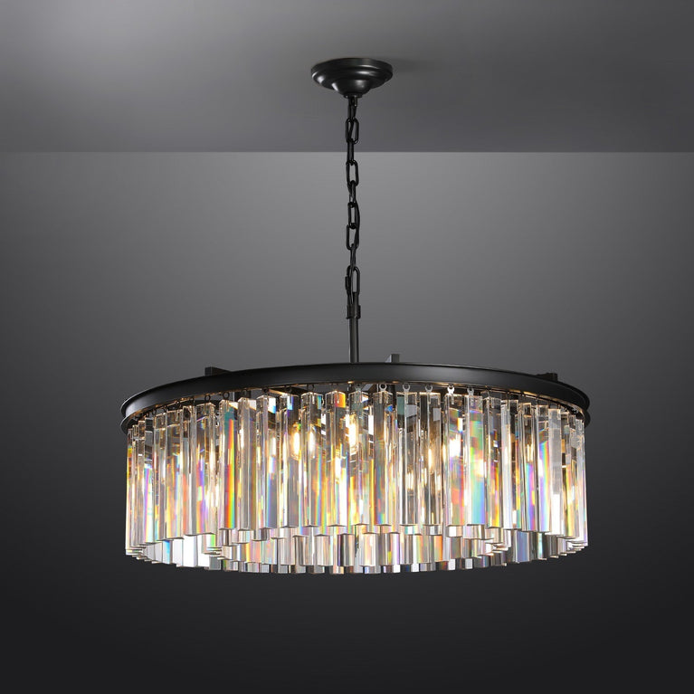 Clavel Crystal Round Chandelier Black 32"/43"