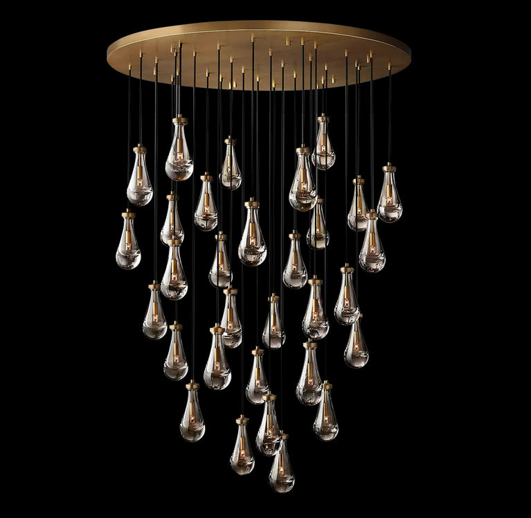 RAINDROP Drew Round 31-Light Long Chandelier For Staircase