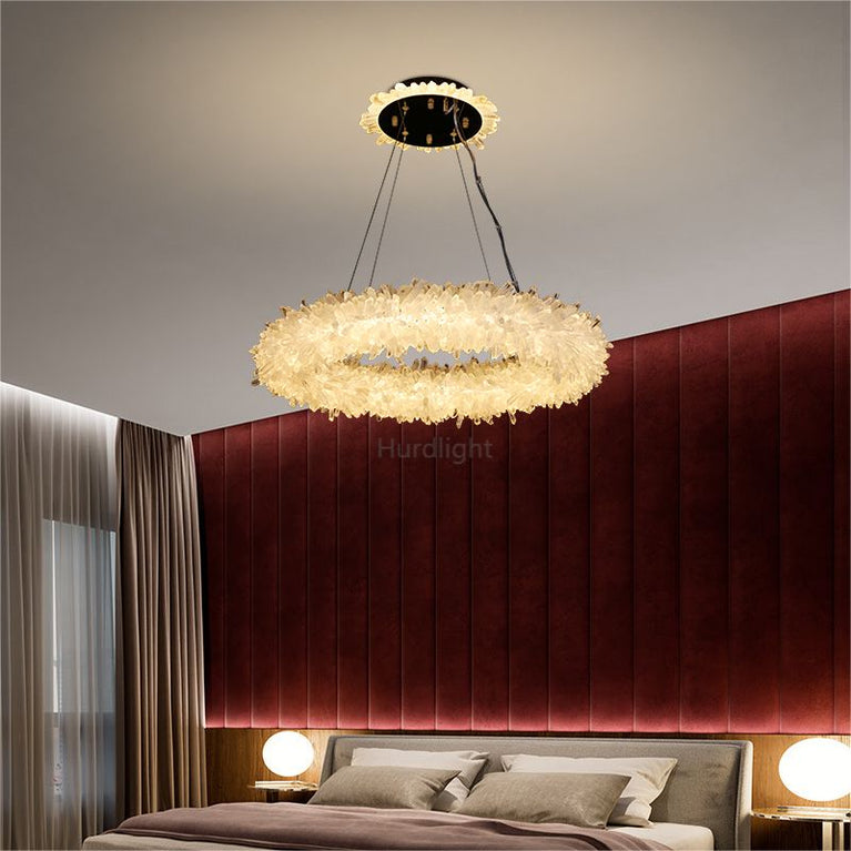 Primary Crystal Cluster Halo Modern Chandelier chandeliers for dining room,chandeliers for stairways,chandeliers for foyer,chandeliers for bedrooms,chandeliers for kitchen,chandeliers for living room Rbrights 31.5"D