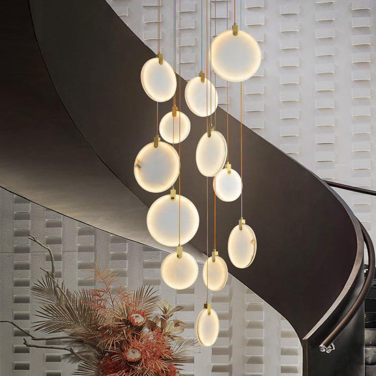 Queenie Marble Disc Round Chandelier For Loft