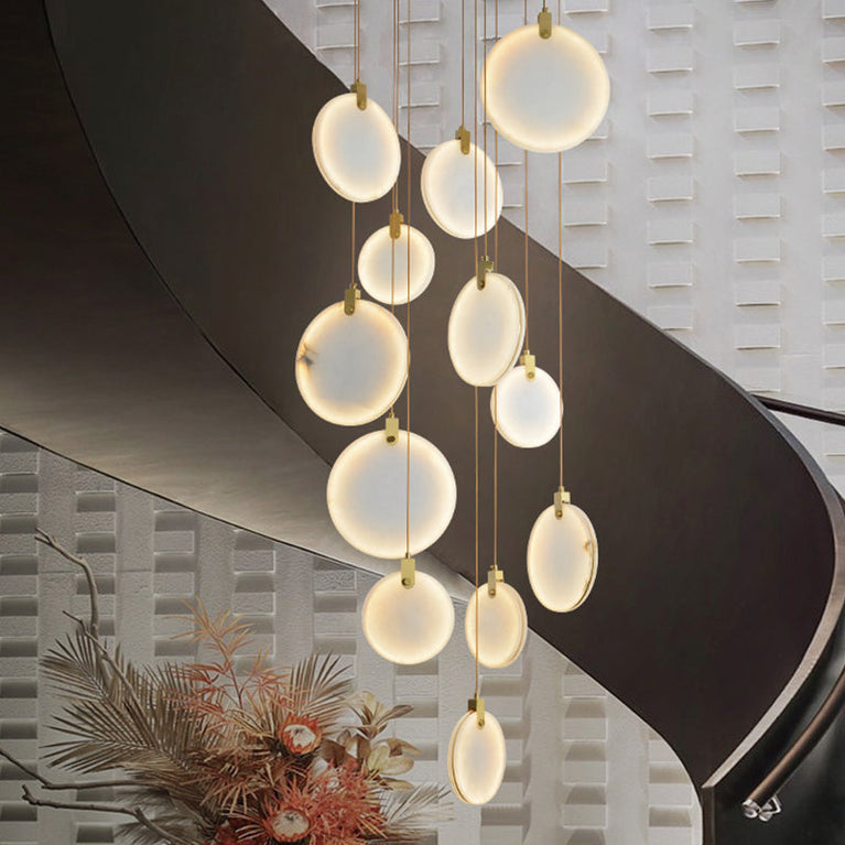 Queenie Marble Disc Round Chandelier For Loft