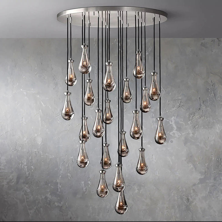 Raindrop Glass Round Chandelier 47"