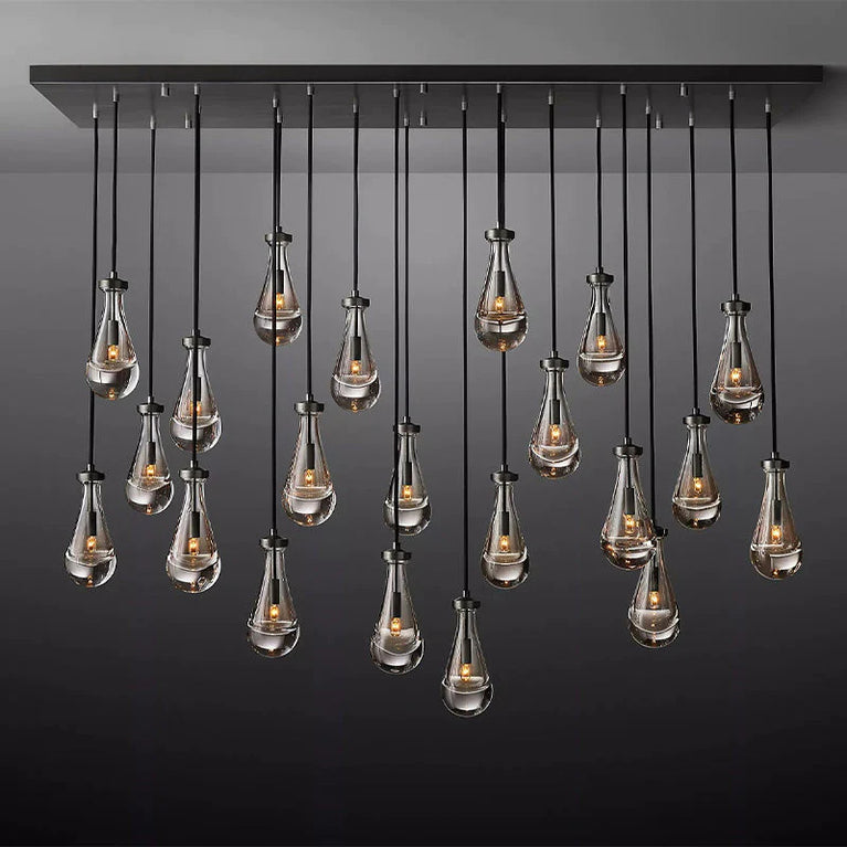 Raindrop Modern Rectangle Chandelier 72" Over Dining Table