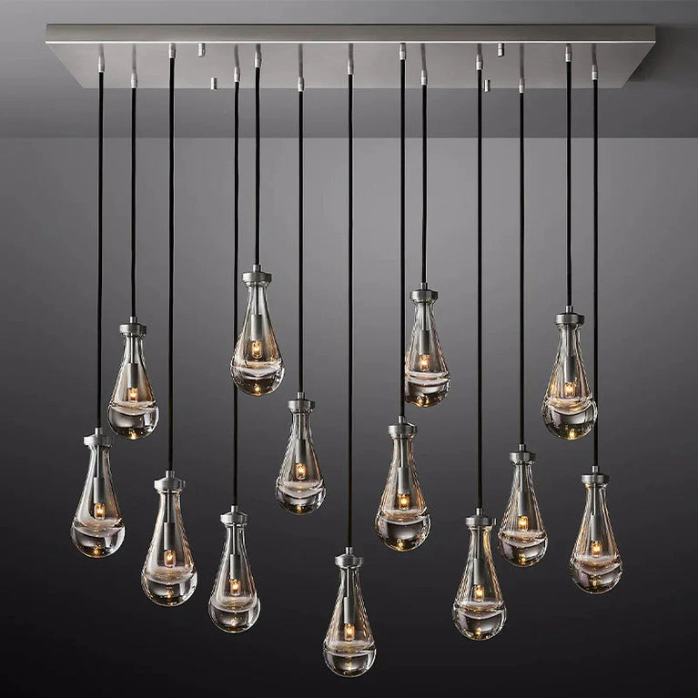 Raindrop Modern Rectangle Chandelier 54" Over Dining Table