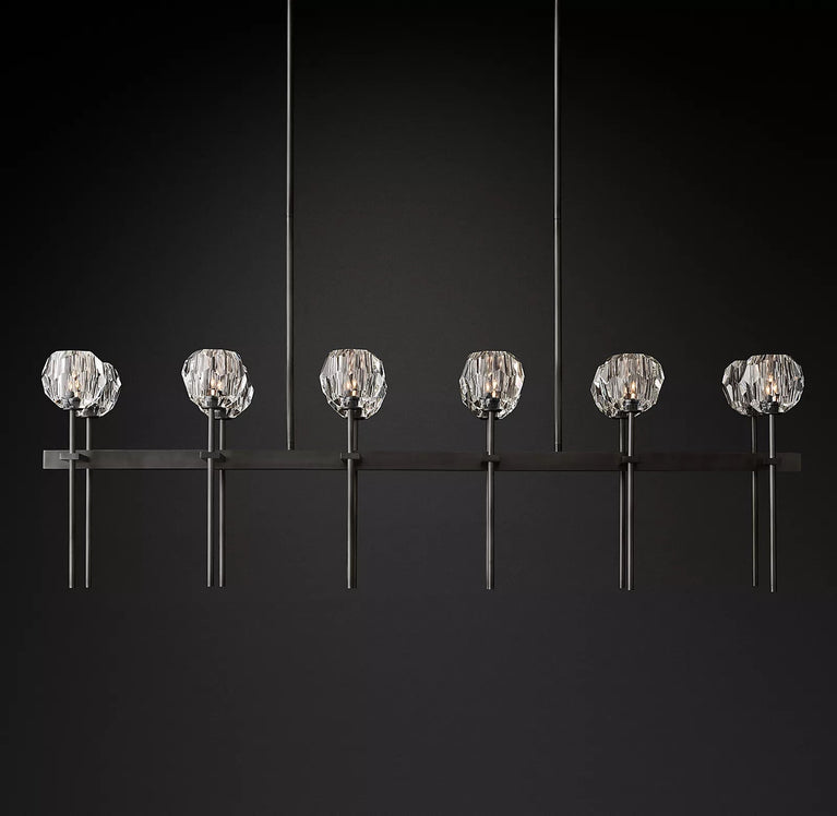Bille De Crystal Ball Double Linear Chandelier 60"