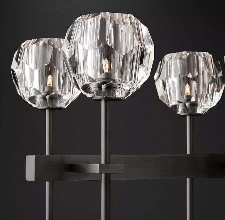 Bille De Crystal Ball Double Linear Chandelier 60"