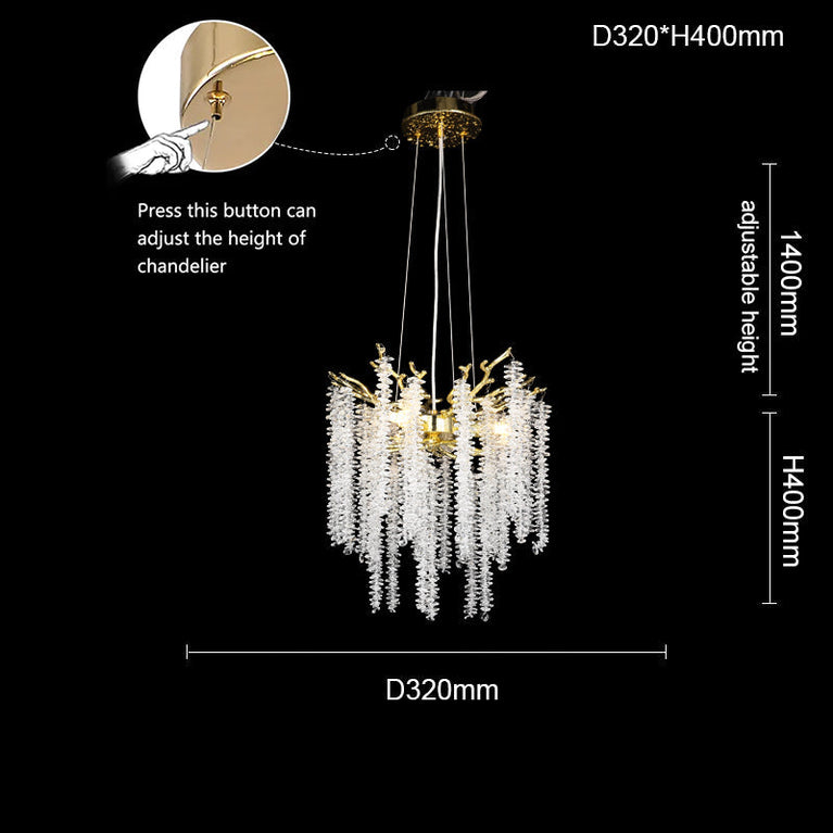 Neve Metal Lighting Living Room Branch Chandelier Glass Lamp