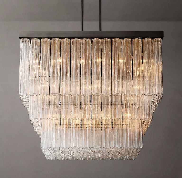 Caesar Glass Tube Square Chandelier 45"
