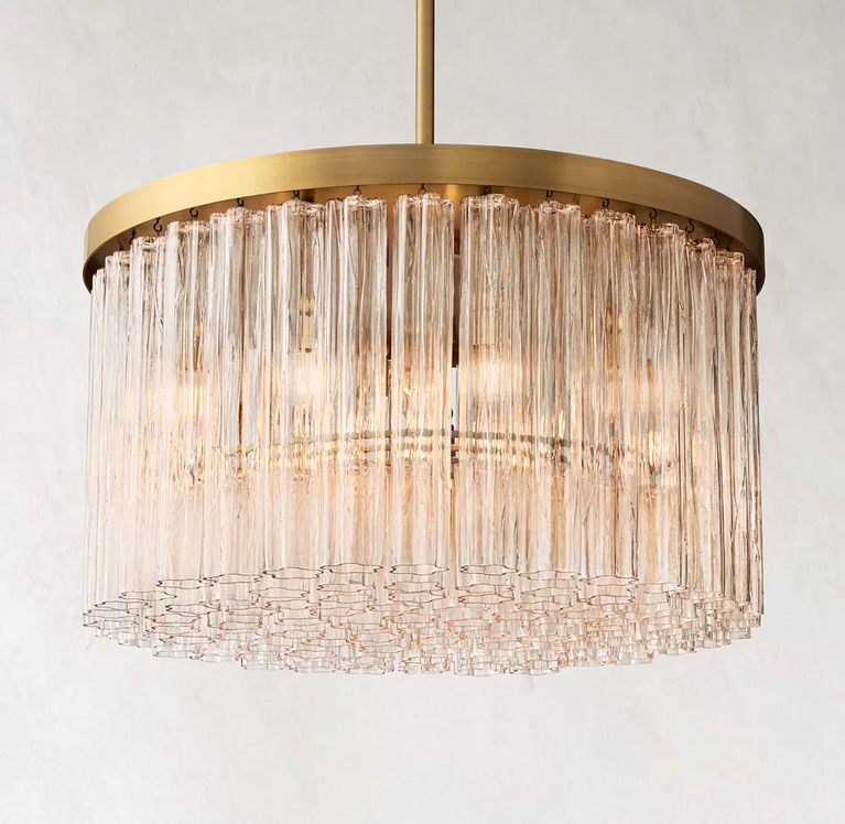 Caesar Glass Tube Round Chandelier 36" For Living Room