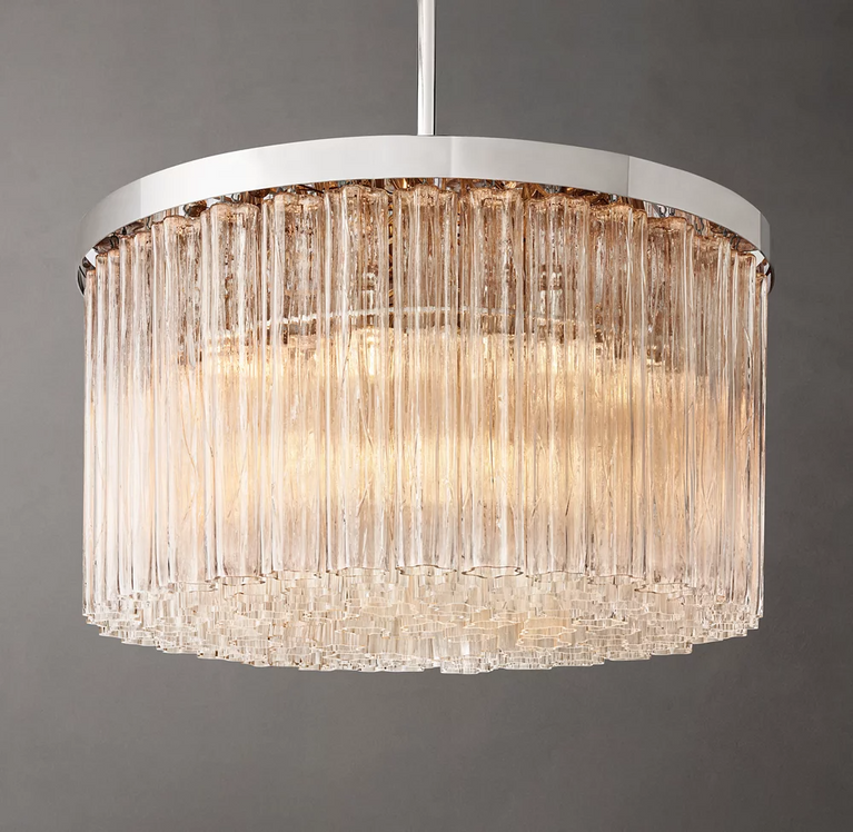 Caesar Glass Tube Round Chandelier 36" For Living Room