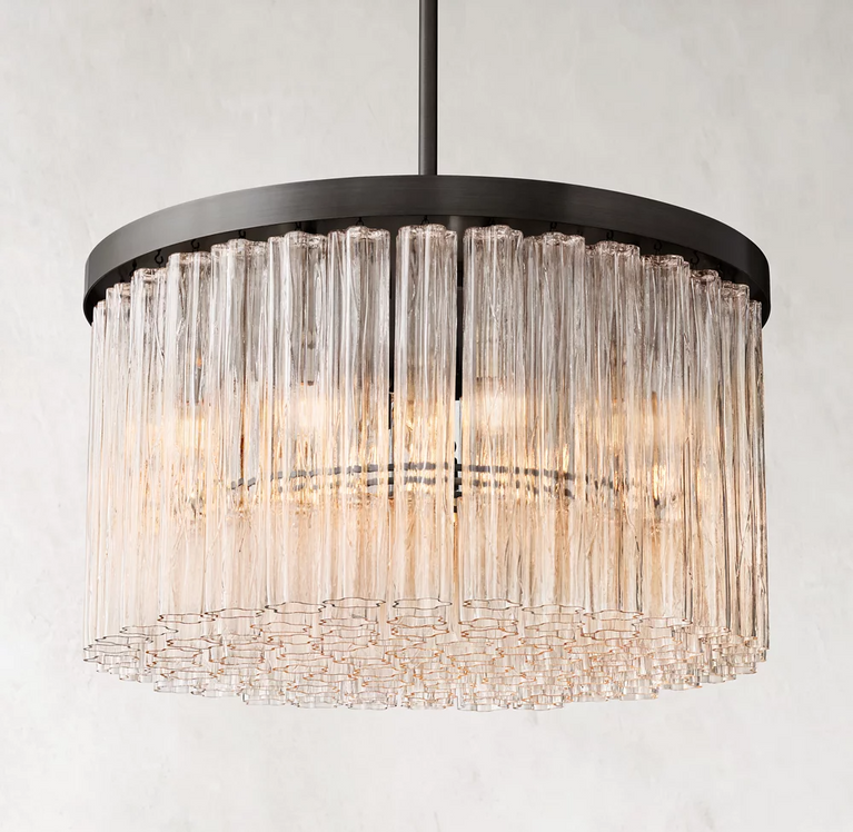 Caesar Glass Tube Round Chandelier 36" For Living Room