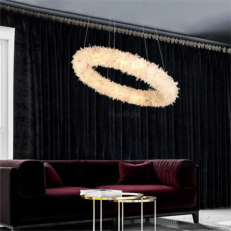 Primary Crystal Cluster Round Modern Chandelier chandeliers for dining room,chandeliers for stairways,chandeliers for foyer,chandeliers for bedrooms,chandeliers for kitchen,chandeliers for living room Rbrights 26.8"D