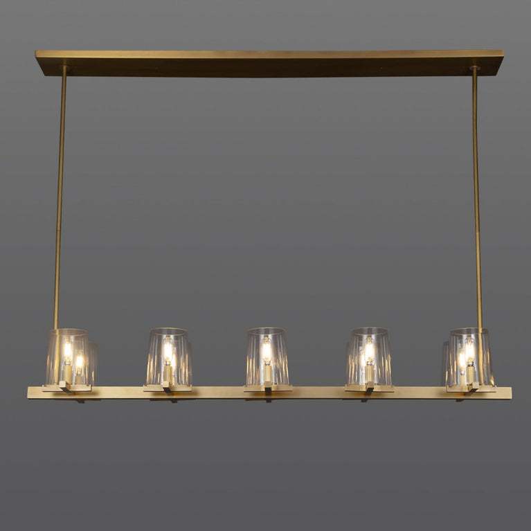 Cielle Island Linear Chandelier Clear Glass for Kitchen
