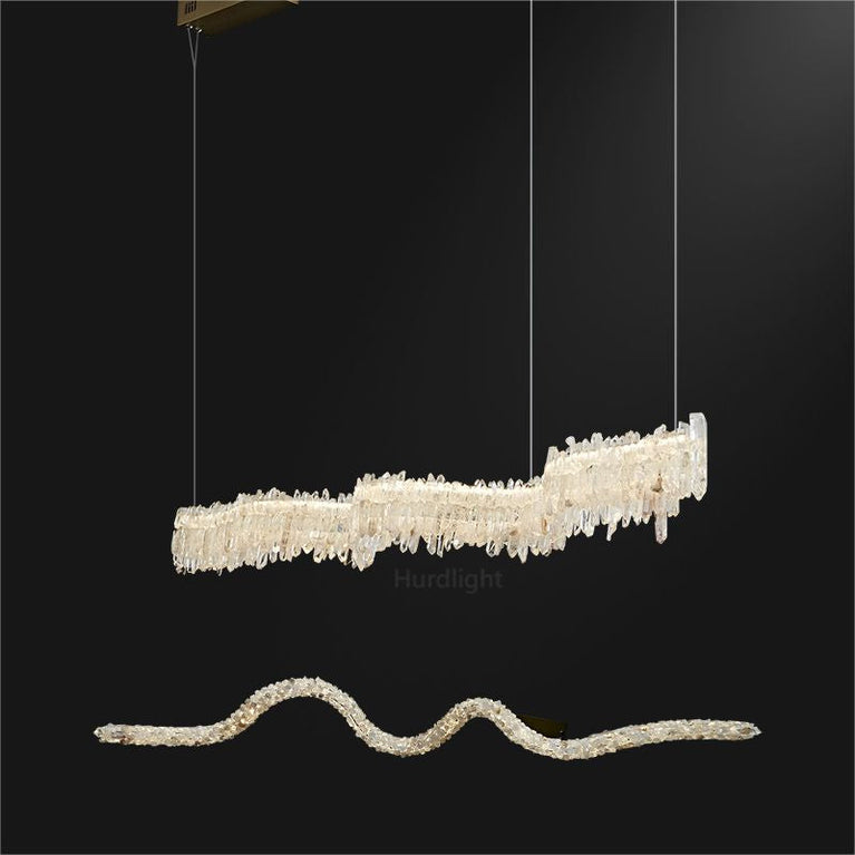 Primary Crystal Cluster Linear Dining Chandelier chandeliers for dining room,chandeliers for stairways,chandeliers for foyer,chandeliers for bedrooms,chandeliers for kitchen,chandeliers for living room Rbrights S-Shape47.2"L