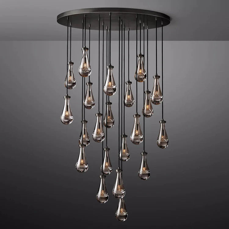 Raindrop Glass Round Chandelier 47"