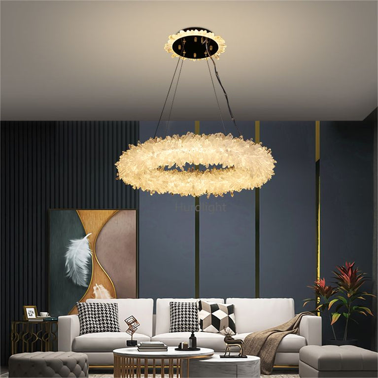 Primary Crystal Cluster Halo Modern Chandelier chandeliers for dining room,chandeliers for stairways,chandeliers for foyer,chandeliers for bedrooms,chandeliers for kitchen,chandeliers for living room Rbrights 39.4"D
