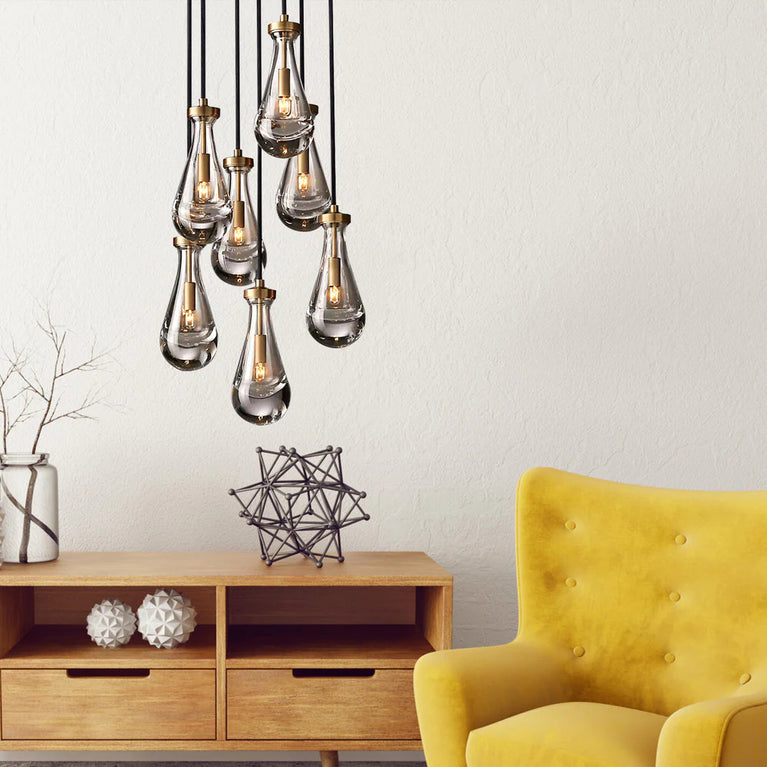 Modern Raindrop Round Chandelier 14" 5-Lights (Cord)