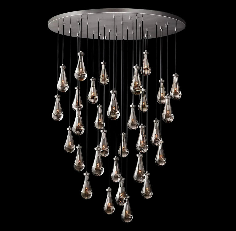 RAINDROP Drew Round 31-Light Long Chandelier For Staircase