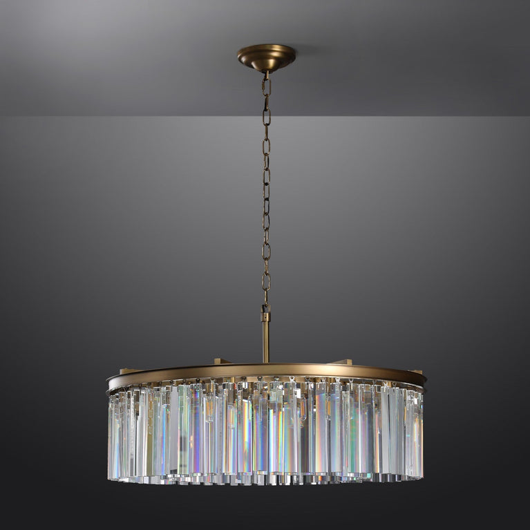Clavel Crystal Round Chandelier Brass 32"/43", Home Decor Light Fixtures