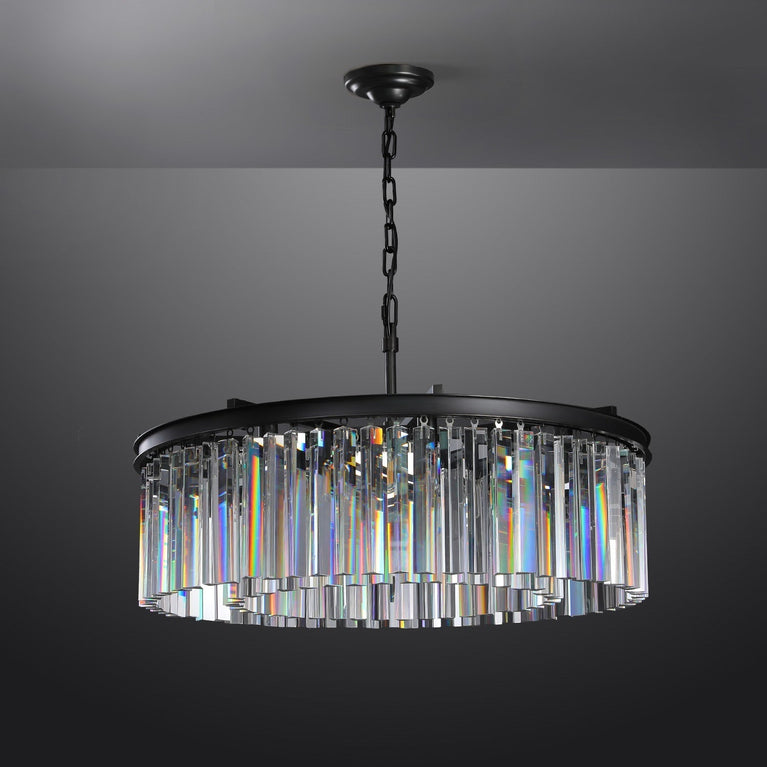 Clavel Crystal Round Chandelier Black 32"/43"