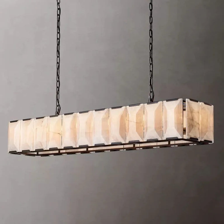 Harlowe Calcite Rectangular Chandelier 74" for Living room
