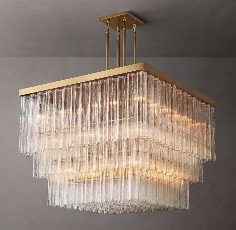 Caesar Glass Tube Square Chandelier 45"