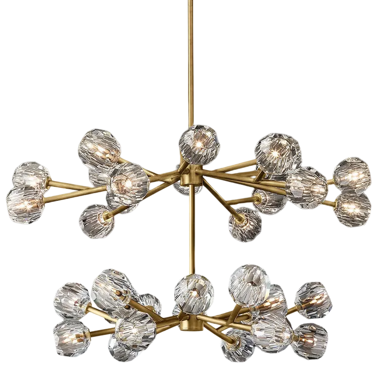 Boule De Cristal Clear Glass Ball Double Layer Round Chandelier Light 48"+36"