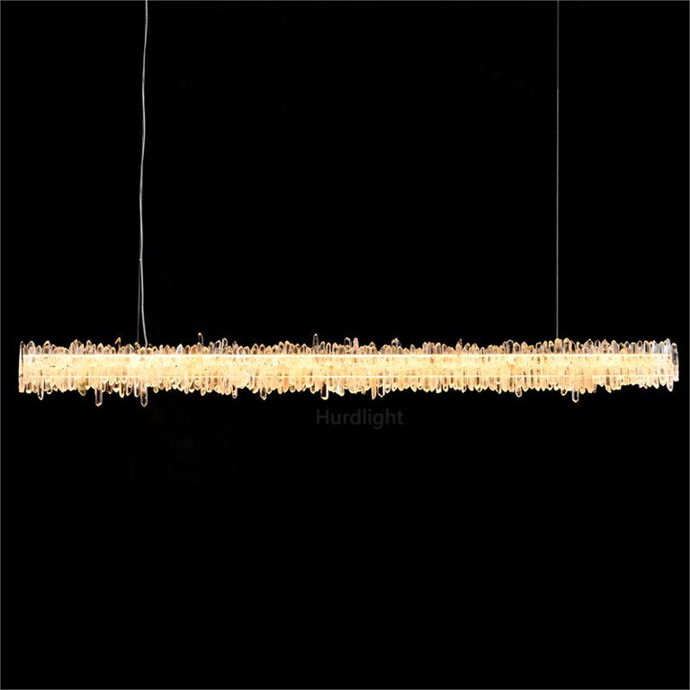 Primary Crystal Cluster Linear Dining Chandelier chandeliers for dining room,chandeliers for stairways,chandeliers for foyer,chandeliers for bedrooms,chandeliers for kitchen,chandeliers for living room Rbrights Linear47.2"L