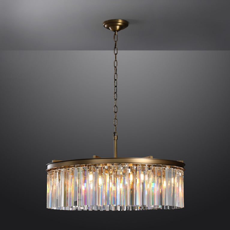 Clavel Crystal Round Chandelier Brass 32"/43", Home Decor Light Fixtures