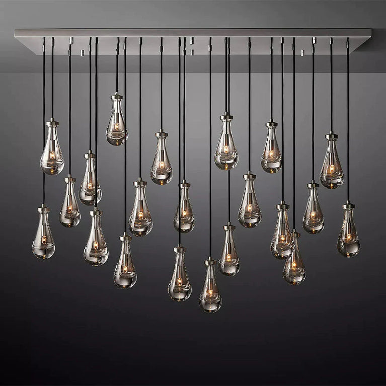 Raindrop Modern Rectangle Chandelier 72" Over Dining Table