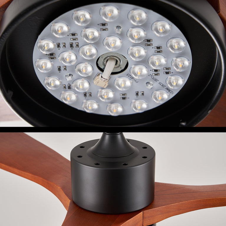 Maeve 52hhhhVintage Smart Ceiling Fan APP-Controlled. LED dimming fan chandelier