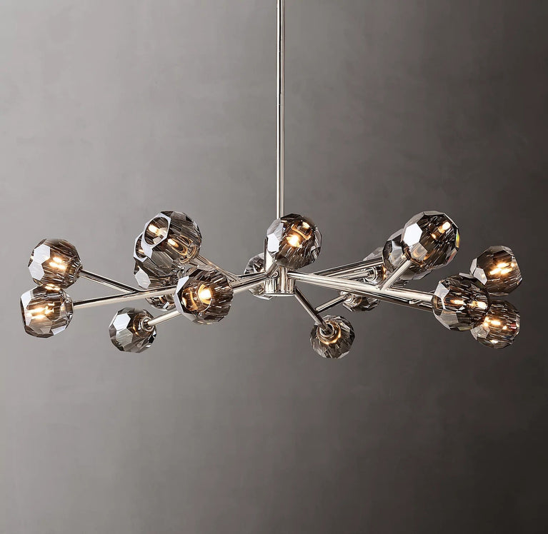 Boule De Cristal Smoke Glass Ball Modern Round Chandelier Light 48"