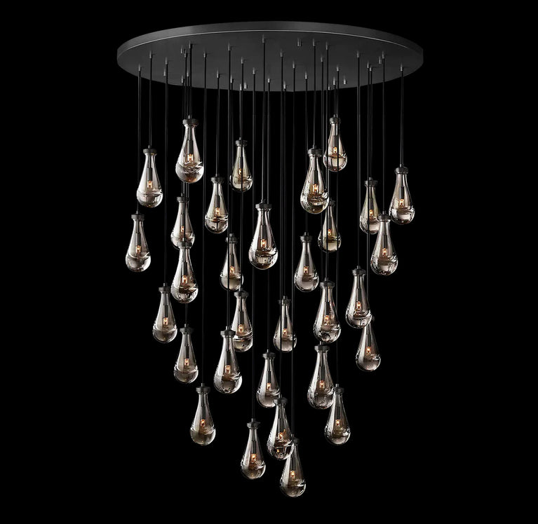 RAINDROP Drew Round 31-Light Long Chandelier For Staircase