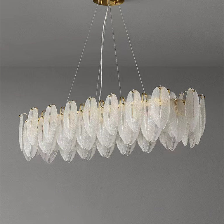 Gilbert Feather rectangular Chandelier, Luxury Chandelier Bedroom