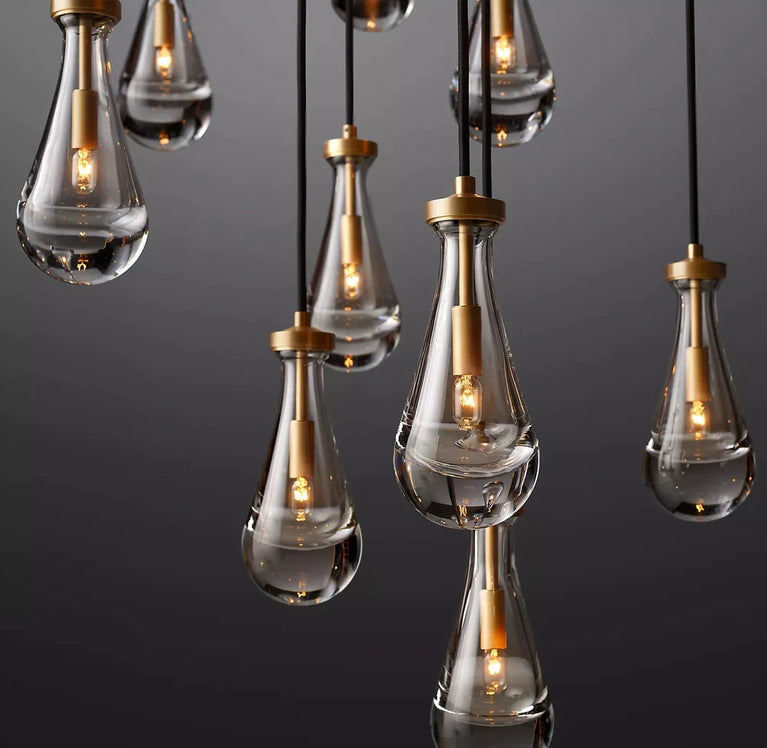 Raindrop Glass Round Chandelier 47"
