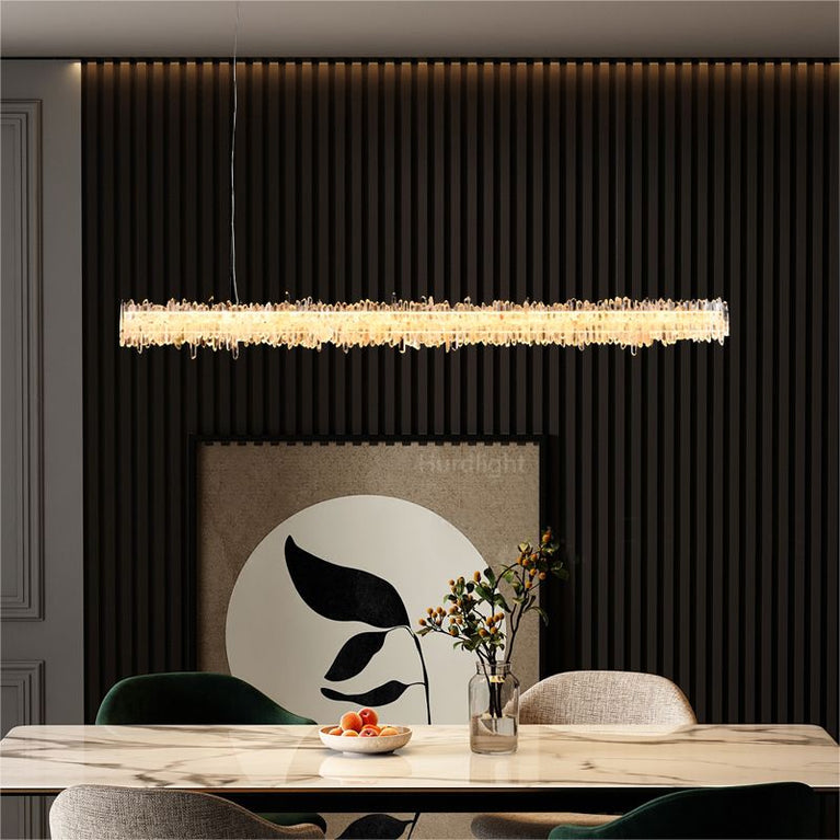 Primary Crystal Cluster Linear Dining Chandelier chandeliers for dining room,chandeliers for stairways,chandeliers for foyer,chandeliers for bedrooms,chandeliers for kitchen,chandeliers for living room Rbrights