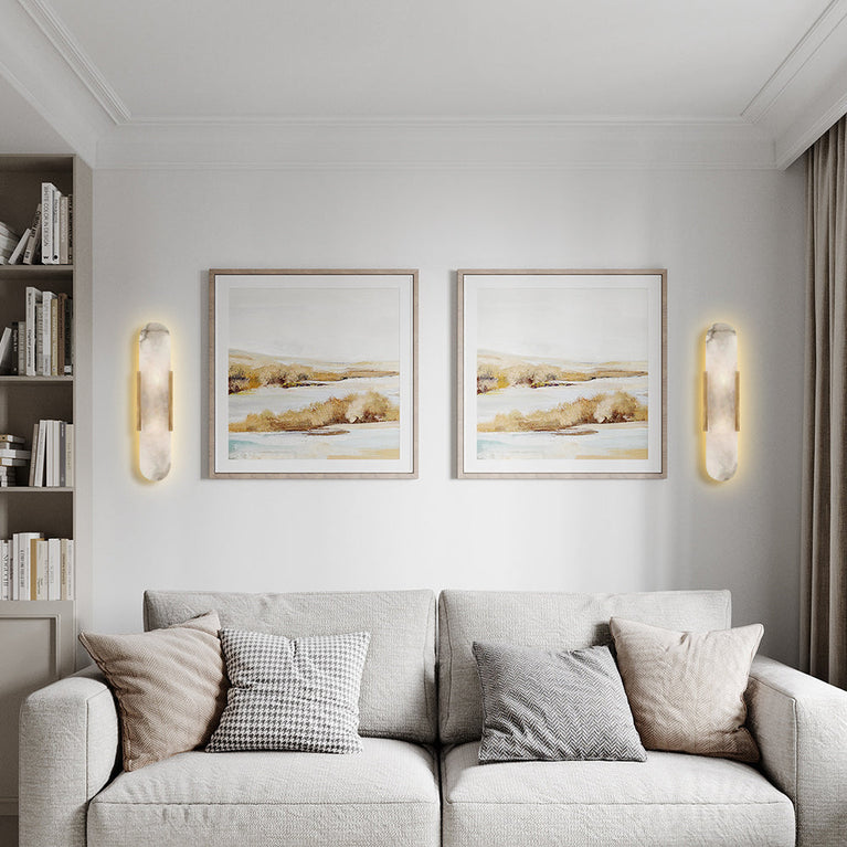 Melange Elongated Alabaster Wall Sconce 20''H 28''H