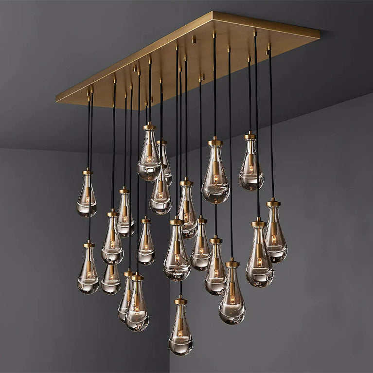 Raindrop Modern Rectangle Chandelier 72" Over Dining Table
