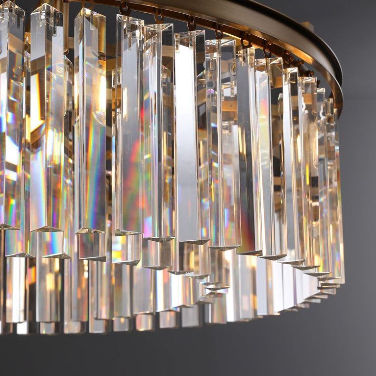 Clavel Crystal Round Chandelier Brass 32"/43", Home Decor Light Fixtures