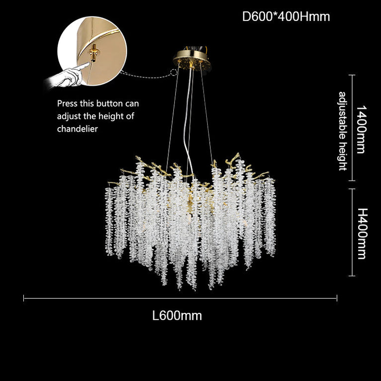 Neve Metal Lighting Living Room Branch Chandelier Glass Lamp